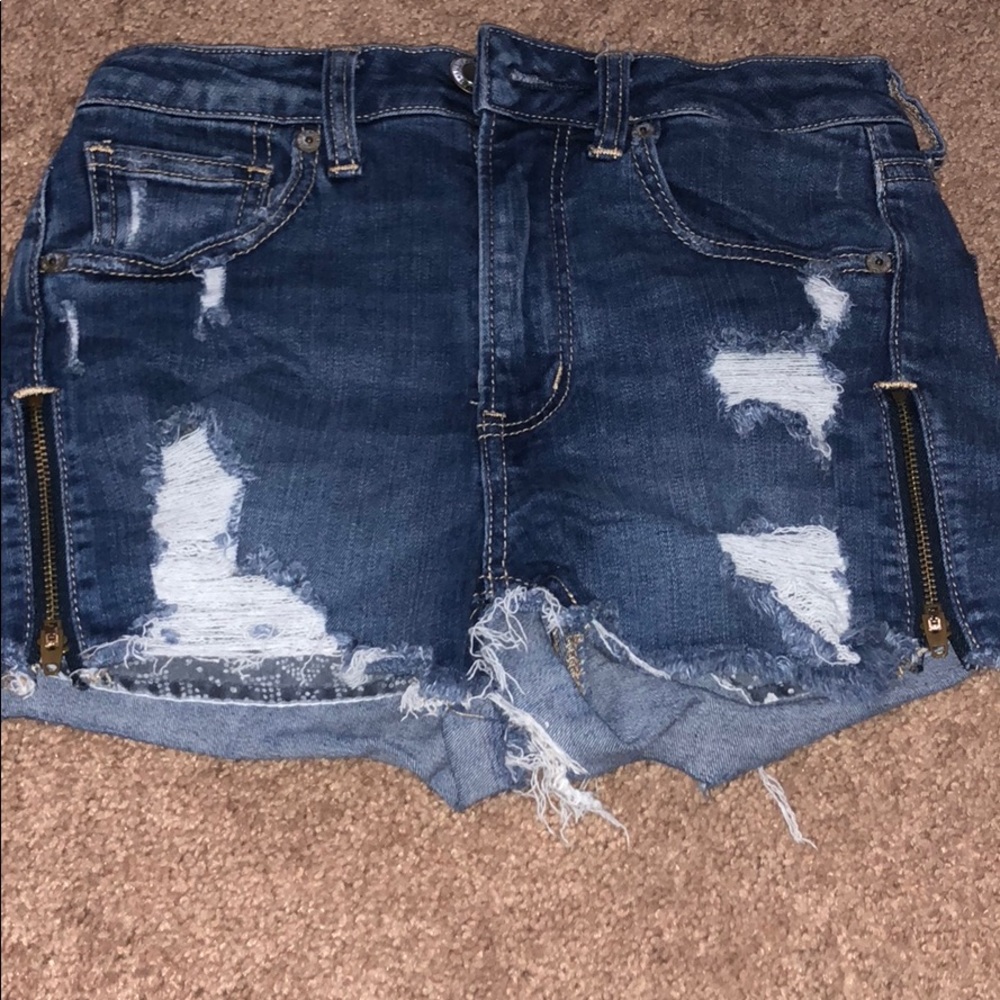 High waisted denim shorts